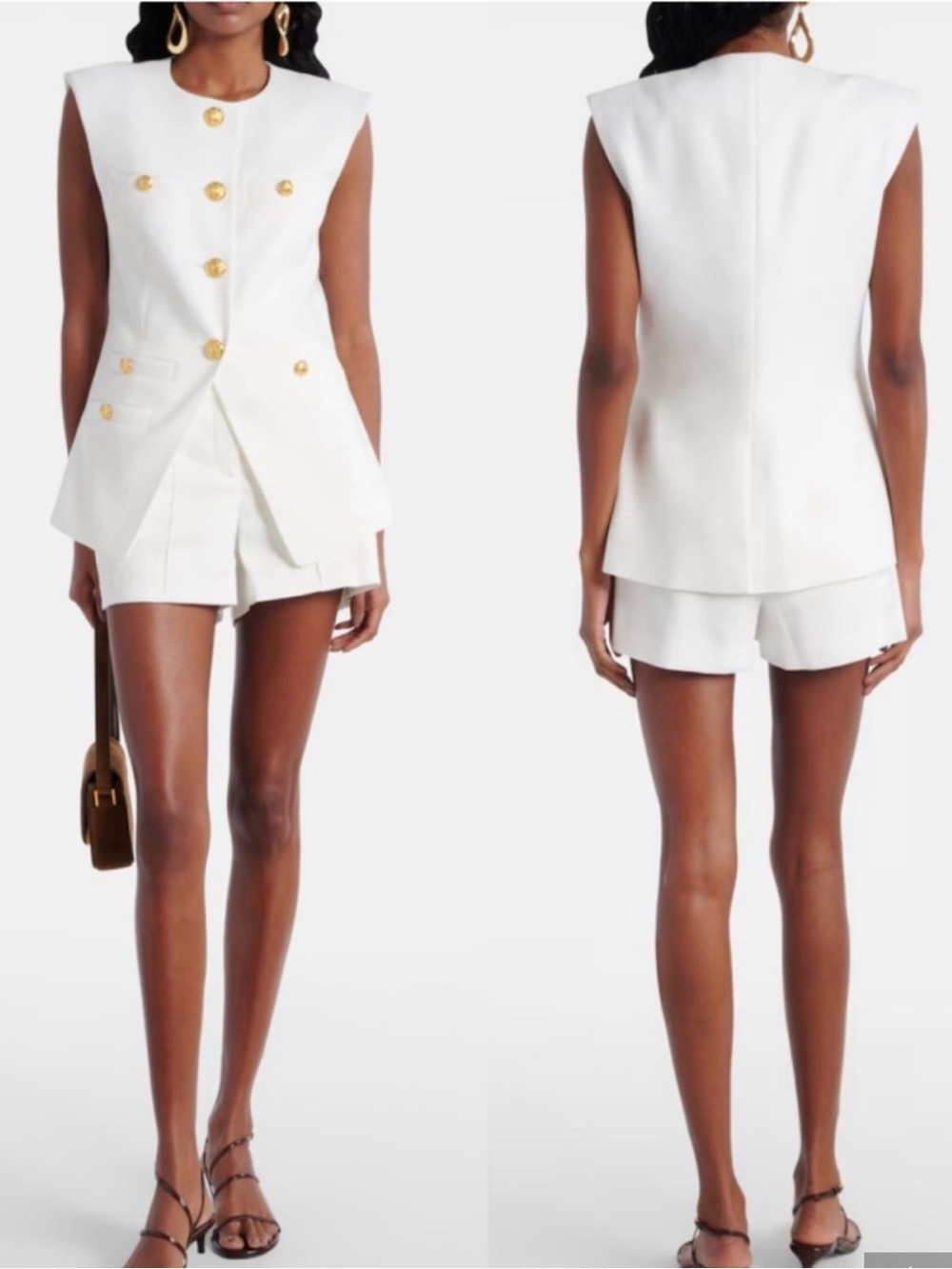 NEW VERONICA BEARD White Tamara Sleeveless Vest with Gold Medallion Miller 8 - Picture 8 of 13